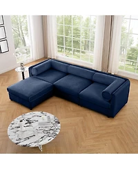 Streamdale Furniture Elegant Blue Chenille L-Shaped Sofa with Storage and Ottoman
