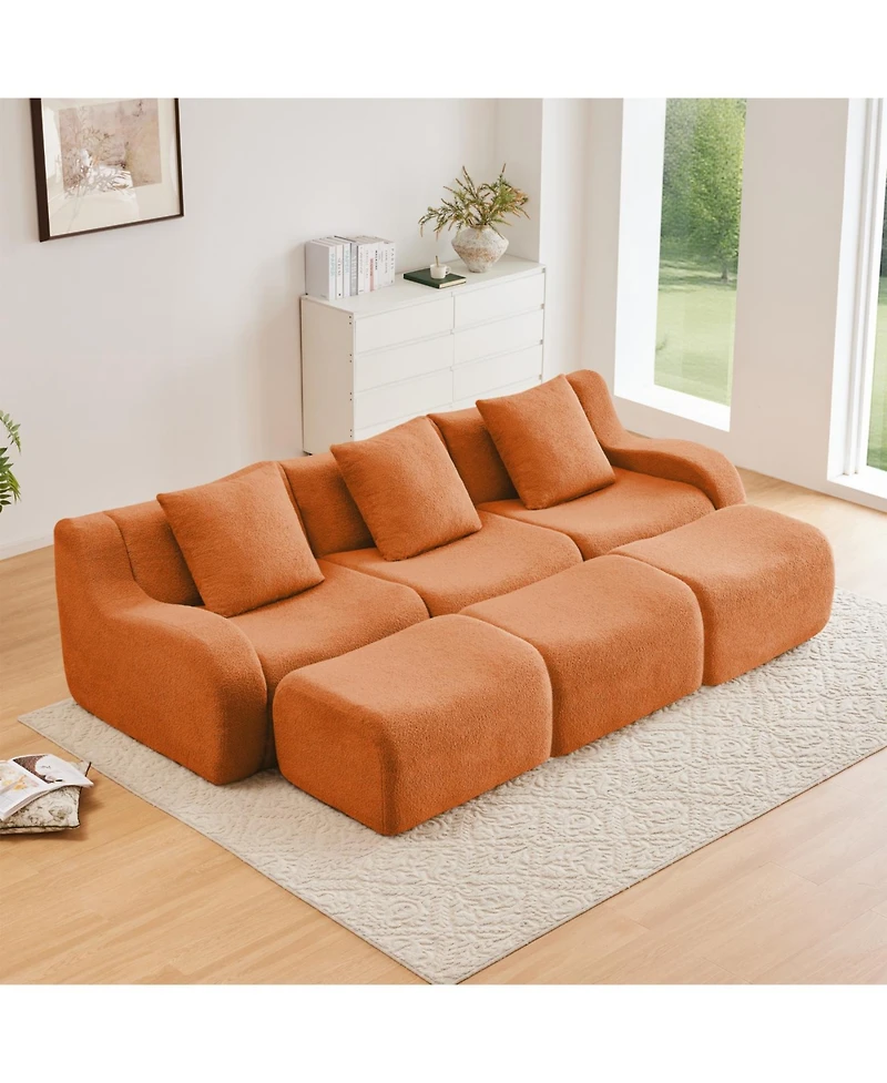 Streamdale Furniture Three-Seat Teddy Fabric Sofa