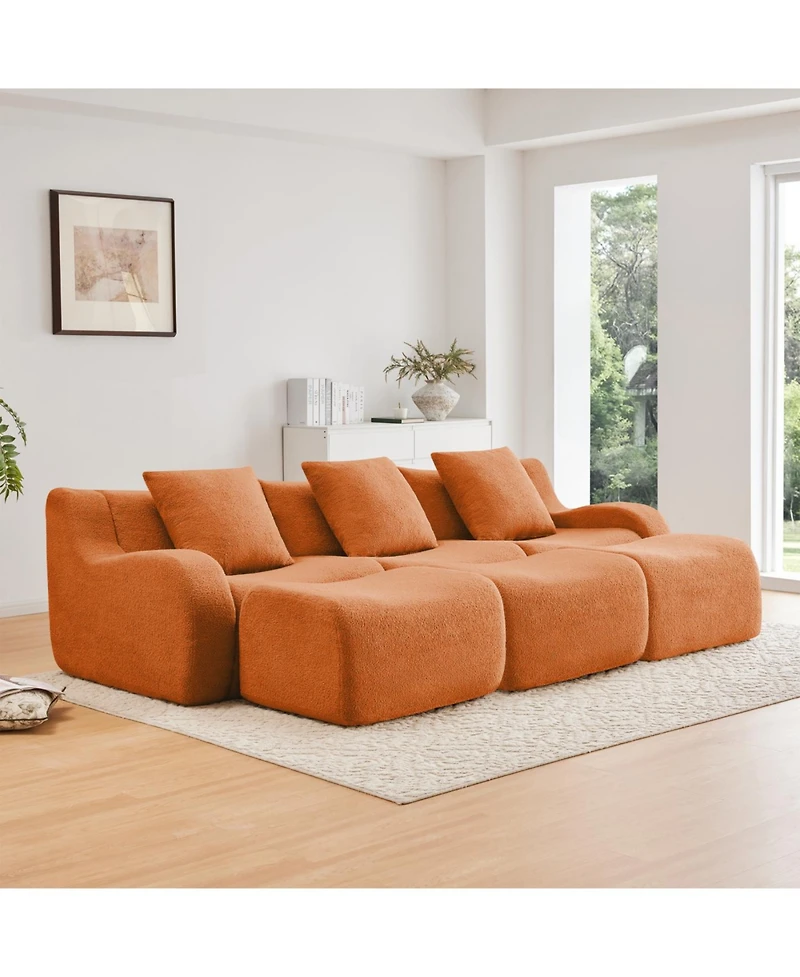 Streamdale Furniture Three-Seat Teddy Fabric Sofa