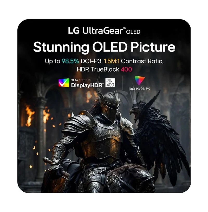 Lg 27-Inch Gaming Monitor Oled Qhd 240Hz 0.03ms G-Sync Compatible – Black