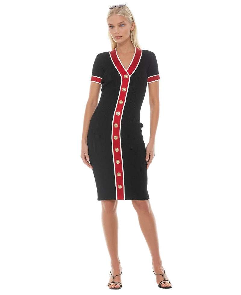 Alexia Admor Women's Otto V Neck Ribbed Knit Dress