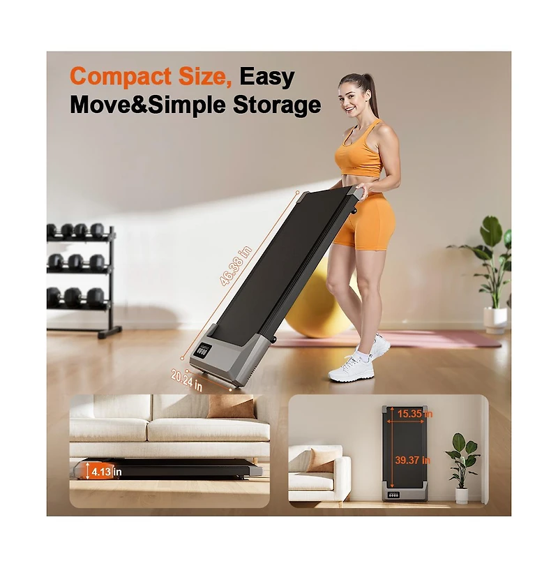 Deerrun 15.3539.37 inches Run Belt Treadmills 2.5HP 2 in 1 Led Display 0.6-5MPH 350 Lbs Weight Capacity