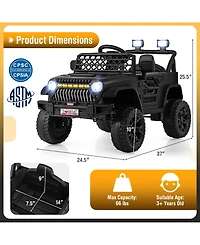 Sugift 12V Kids Ride on Truck Car with Parental Remote and Music Player-Black