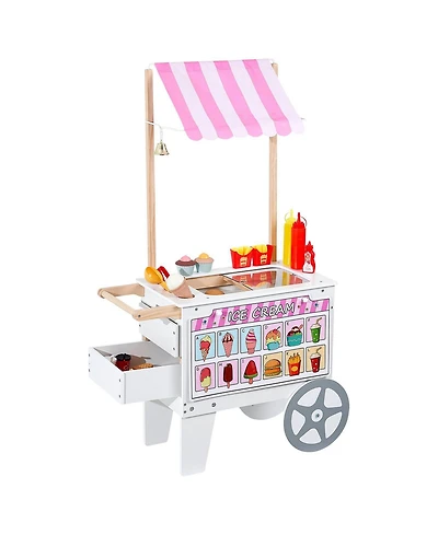 Mecale Kids Ice Cream Cart Pretend Play Toy Set with 20+ Pcs Accessories
