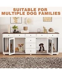 Homsee Large Dog Crate With 8 Drawers, Indoor Large Furniture Style Dog House Cage
