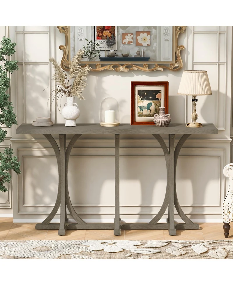 Streamdale Furniture Wooden Console Table with Oak Veneer Top - Farmhouse Entryway Table