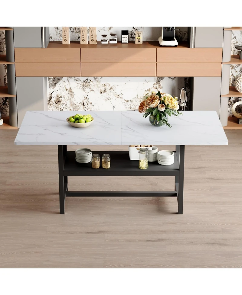 Streamdale Furniture 71" Dining Table with White Textured Mdf Top & Storage Platform
