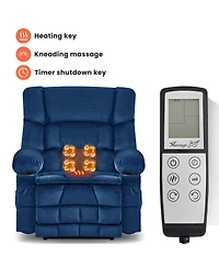 Streamdale Furniture Dual Motor Large Power Lift Recliner Chair with Heat & Cup Holders, Blue