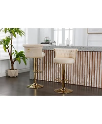 Streamdale Furniture Velvet 360 Rotating Bar Chair with Adjustable Height - Modern Kitchen Island Chair