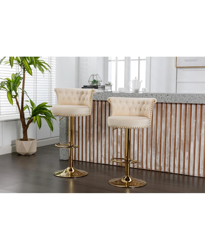 Streamdale Furniture Velvet 360 Rotating Bar Chair with Adjustable Height - Modern Kitchen Island Chair