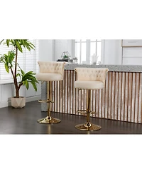 Streamdale Furniture Velvet 360 Rotating Bar Chair with Adjustable Height - Modern Kitchen Island Chair