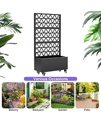 Streamdale Furniture Streamdale Metal Planter Box with Trellis - 72"x36"x16" Raised Garden Bed for Climbing Plants