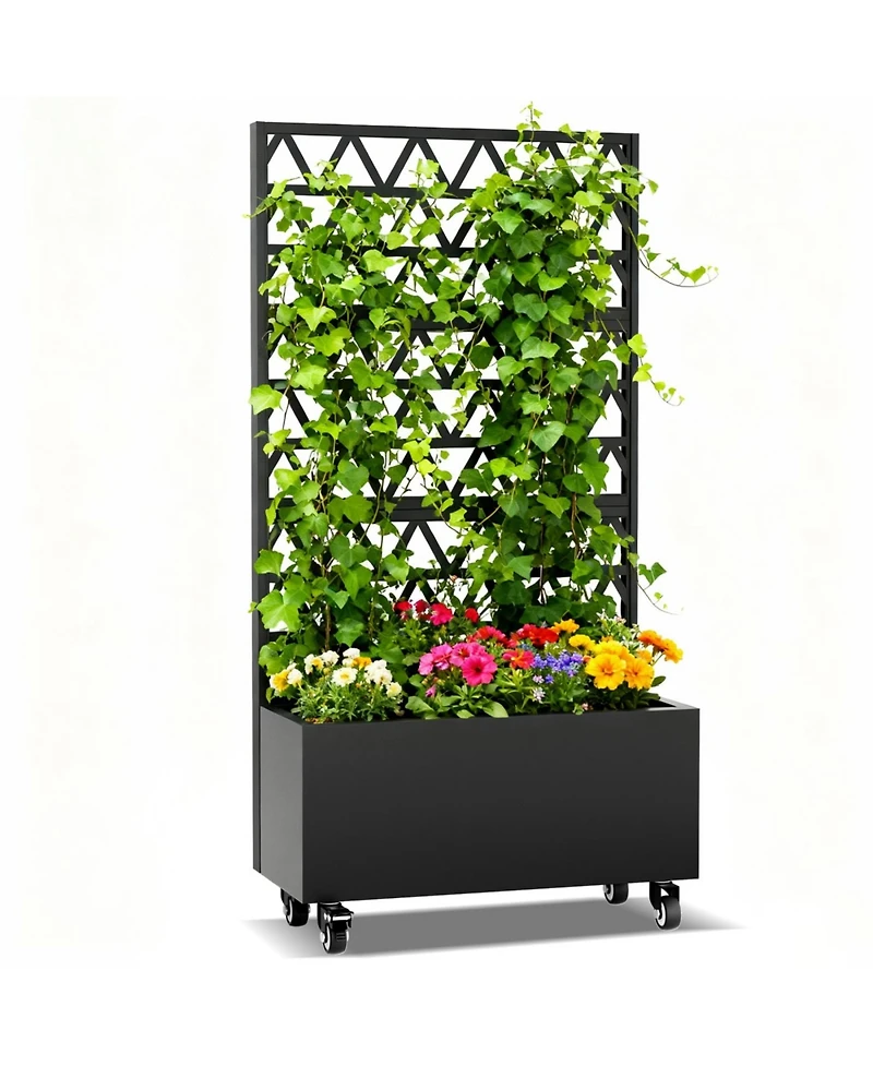 Streamdale Furniture Streamdale Metal Planter Box with Trellis - 72"x36"x16" Raised Garden Bed for Climbing Plants
