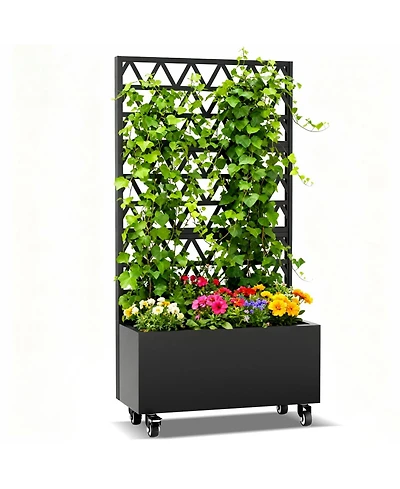 Streamdale Furniture Streamdale Metal Planter Box with Trellis - 72"x36"x16" Raised Garden Bed for Climbing Plants