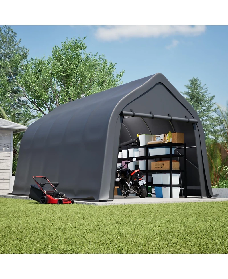 Streamdale Furniture Portable Instant Garage 13x20 Ft, Enclosed Carport with Cover & Steel Frame, Roll-Up Door