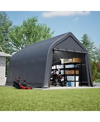 Streamdale Furniture Portable Instant Garage 13x20 Ft, Enclosed Carport with Cover & Steel Frame, Roll-Up Door