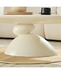 Streamdale Furniture Lucky Stone Oval Coffee Table, Modern Minimalist Fiberglass Center Table