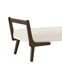 Streamdale Furniture 52" Mid Century Bench with Walnut Wood Leg, Channeled Upholstered Footrest Stool