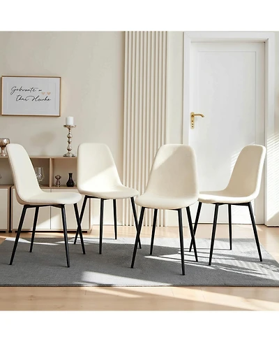 Streamdale Furniture Modern Knit Fabric Dining Chairs with Iron Legs