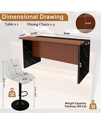 Streamdale Furniture Marble Look Kitchen Island with Led Lighting