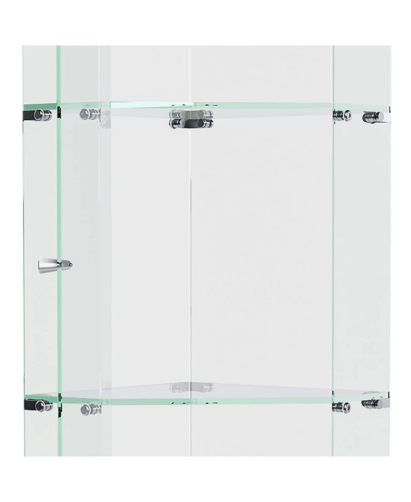 Streamdale Furniture Premium 5-Tier Diamond Glass Display Case with 5 Led Modes