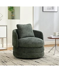 Streamdale Furniture 30"W Modern Round Swivel Barrel with Pillow