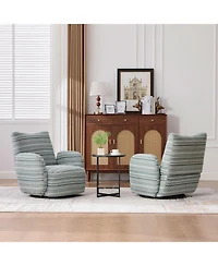 Streamdale Furniture Modern Style Swivel Leisure Chair with Striped Armrest
