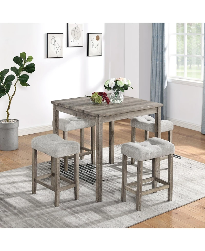 Streamdale Dining Table, Bar Table and Chairs Set, 5 Piece Set