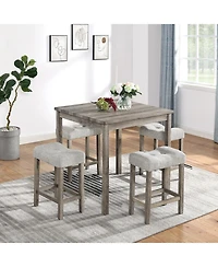 Streamdale Dining Table, Bar Table and Chairs Set, 5 Piece Set