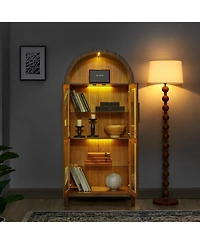 Streamdale Furniture Modern Retro Wooden Storage Cabinet with Adjustable Glass Partitions - Brown