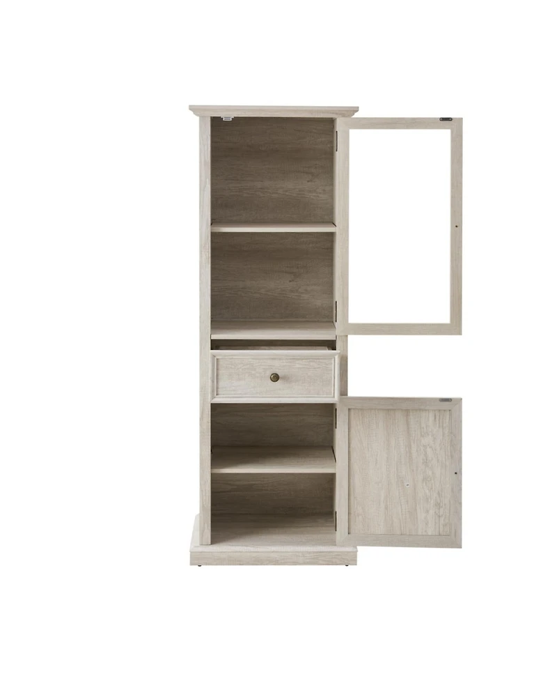Streamdale Furniture Streamdale Modern Tall Storage Cabinet with Glass Doors & Shelves - White Finish