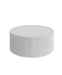 Streamdale Furniture Streamdale Light Slate Leather Cylinder Coffee Table