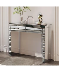 Streamdale Furniture Silver Mirror Console Table with 2 Drawers