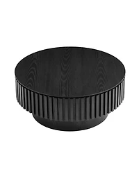 Streamdale Furniture Streamdale 31.49" Nesting Round Wood Coffee Table with Storage - Black