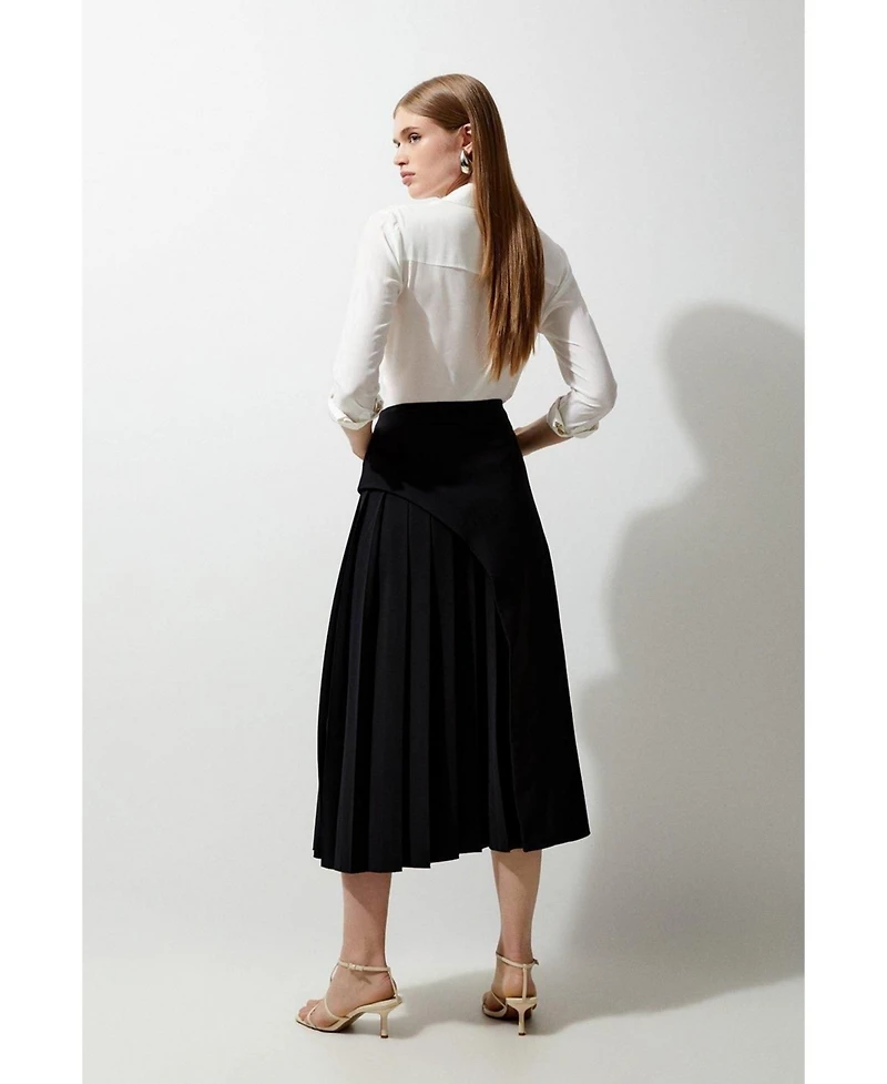 Karen Millen Women's Buckle Detail Pleated Midi Skirt