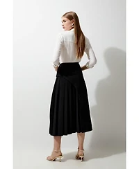 Karen Millen Women's Buckle Detail Pleated Midi Skirt