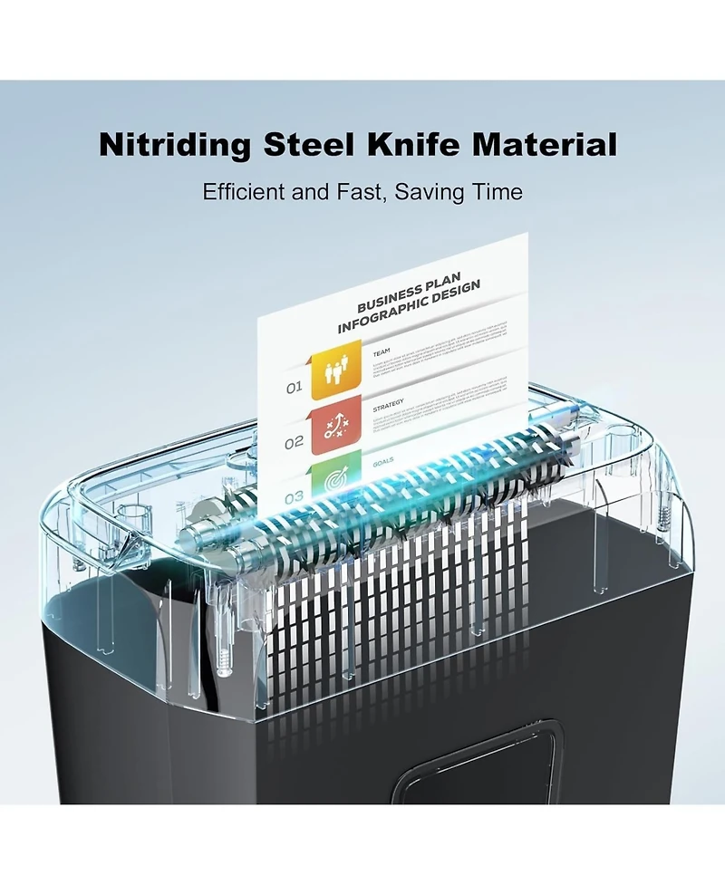 Bonsaii 6-Sheet Crosscut Shredder for Home Office - Shreds Paper, Credit Cards, Mail, Staples, Clips - 3.4 Gal Bin with Handle