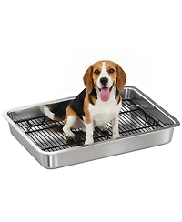 PawHut Dog Potty Tray Stainless Steel, Dog Training Tray, 28" x 20" x 4"