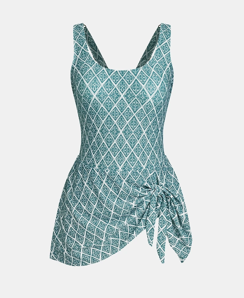 Cupshe Women's Scoop Neck Tie Knot One Piece Swimsuit Swim Dress