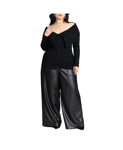 Eloquii Women's Wide Leg Faux Leather Pant