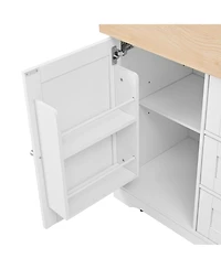 Streamdale Furniture Streamdale Multifunctional Extendable Kitchen Island Cart with Outlet & Wheels