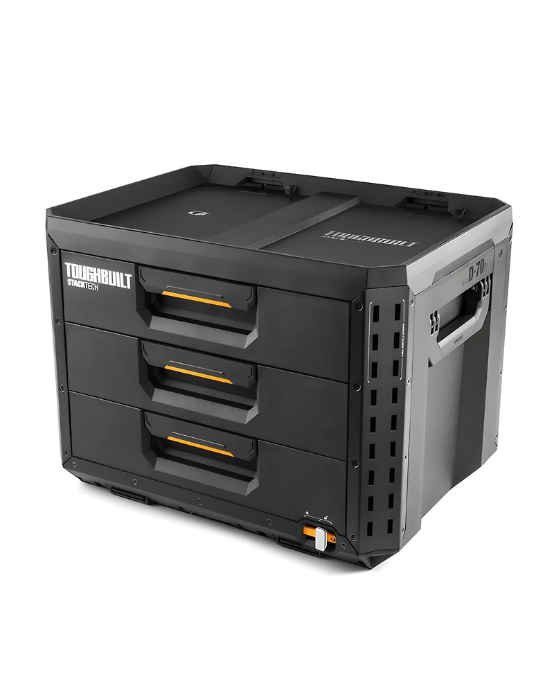 ToughBuilt StackTech 3-Drawer Tool Box, Durable Plastic Storage Organizer, Black