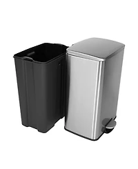 13.1 Gal./50 Liter Stainless Steel Step Trash Can with Soft-Close Lid, Rectangular Pedal Garbage Bin for Kitchen, Office, or Bathroom