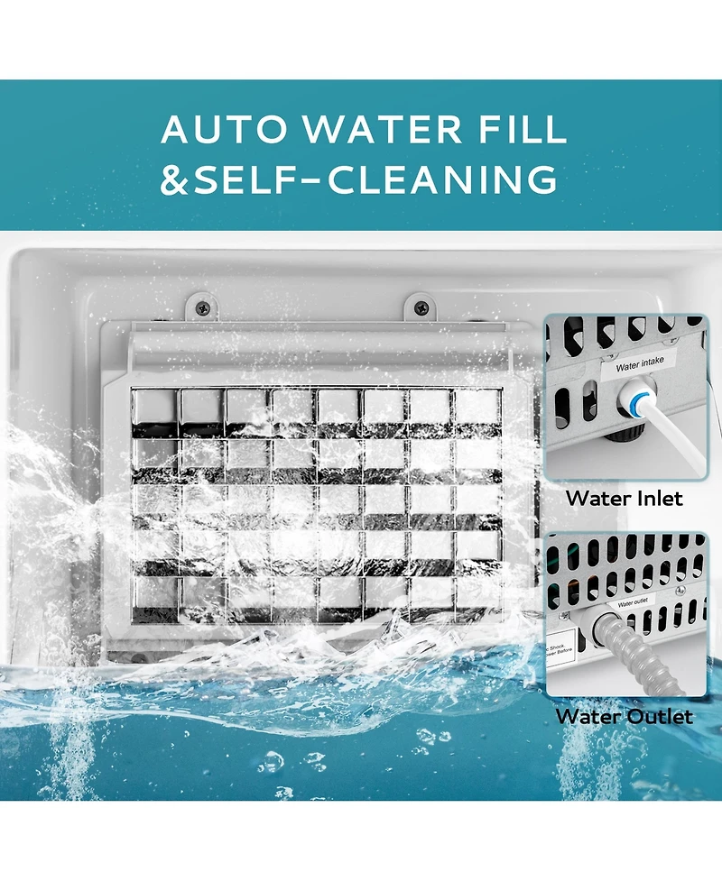 Euhomy 80-lb/Day Freestanding Cubed Ice Maker with Auto-Cleaning in Silver