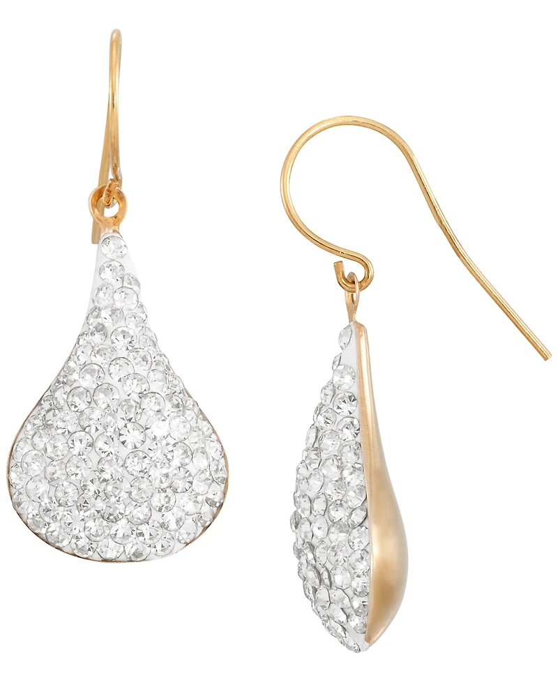 Macy's Pave Crystals Teardrop Dangler Earrings in 14k Yellow Gold Over Sterling Silver