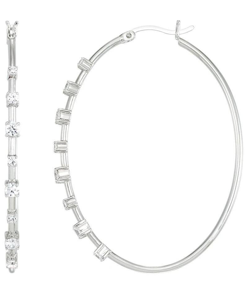 Macy's Cubic Zirconia (2 ct. t.w.) Hoop Earrings in Sterling Silver