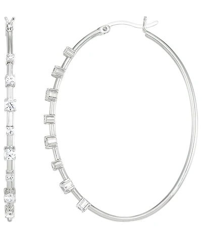 Macy's Cubic Zirconia (2 ct. t.w.) Hoop Earrings in Sterling Silver