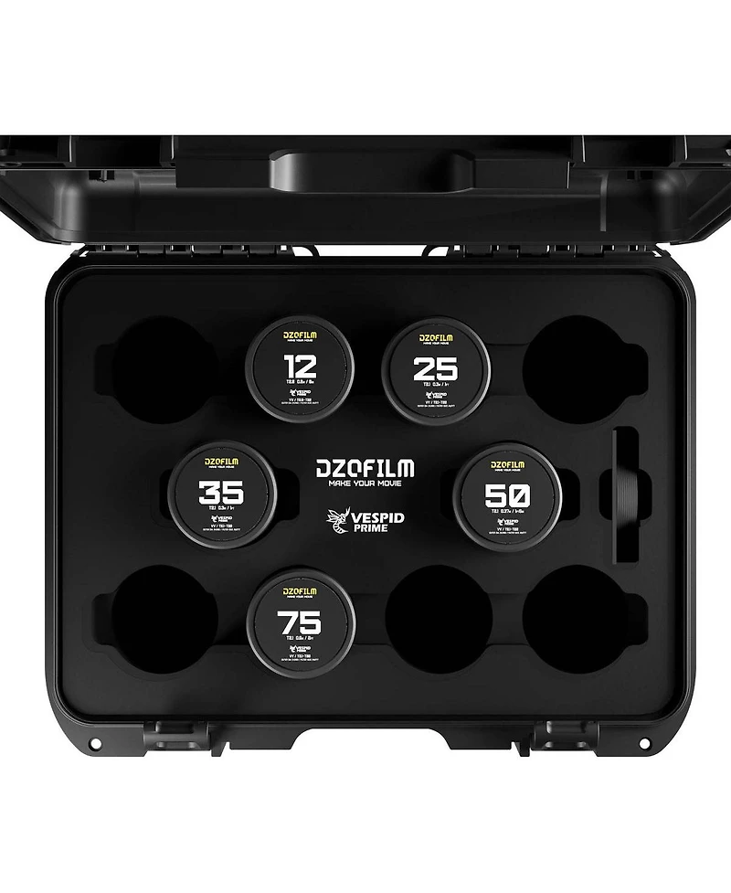 Dzofilm Vespid Prime Cinema 5-Lens Kit with 12mm T2.8 and 25mm, 35mm, 50mm, 75mm T2.1 Lens for Pl & Ef Mount