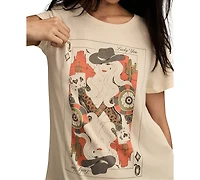 Lucky Brand Women's Cowgirl Card Print Crewneck T-Shirt