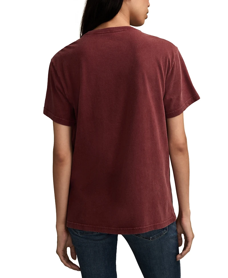 Lucky Brand Women's Heart Flutter Boyfriend Crewneck T-Shirt